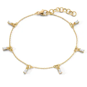Reclaimed 18k Yellow Gold Bracelet with 6 Baguette Diamonds
