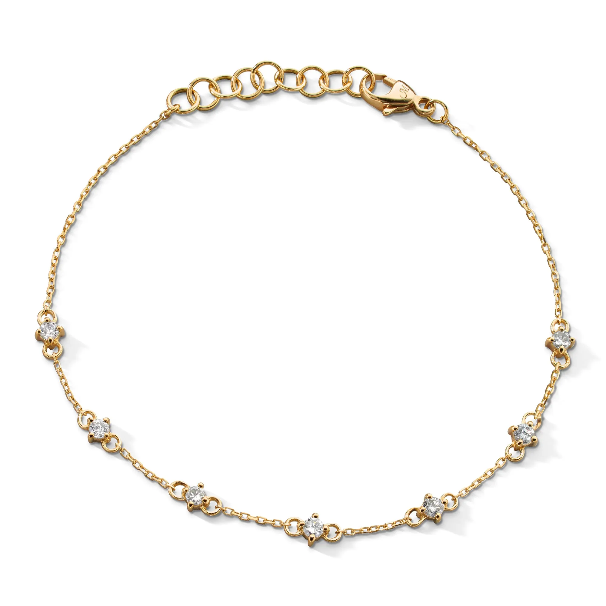 Reclaimed 18k Yellow Gold Bracelet with 7 Round Diamonds