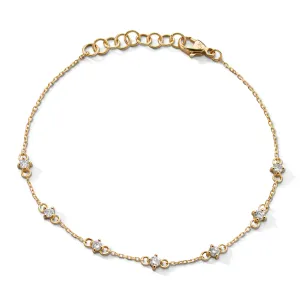 Reclaimed 18k Yellow Gold Bracelet with 7 Round Diamonds