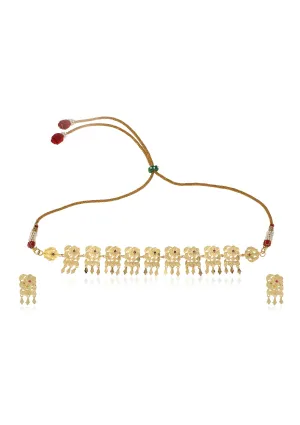 Reshma Gold Tone Silver Necklace & Earrings Set