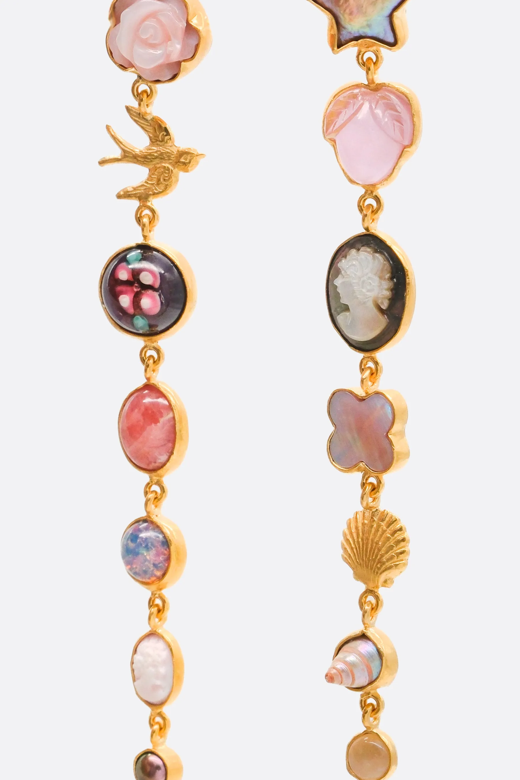 Seven Charm Victorian drop earrings