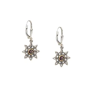 Silver and 10k Gold Aphrodite Leverback Sea Star Earrings - Peacock Fresh Water Pearl
