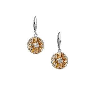 Silver and 10k Gold with 22k Gold Gilding Diamond Faerie Pool Earrings
