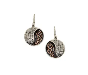 Silver and 10k Rose Gold Celtic Spiral Leverback Earrings