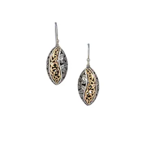 Silver and 10k Yellow or Rose Gold Eternity Leaf Hook Earrings