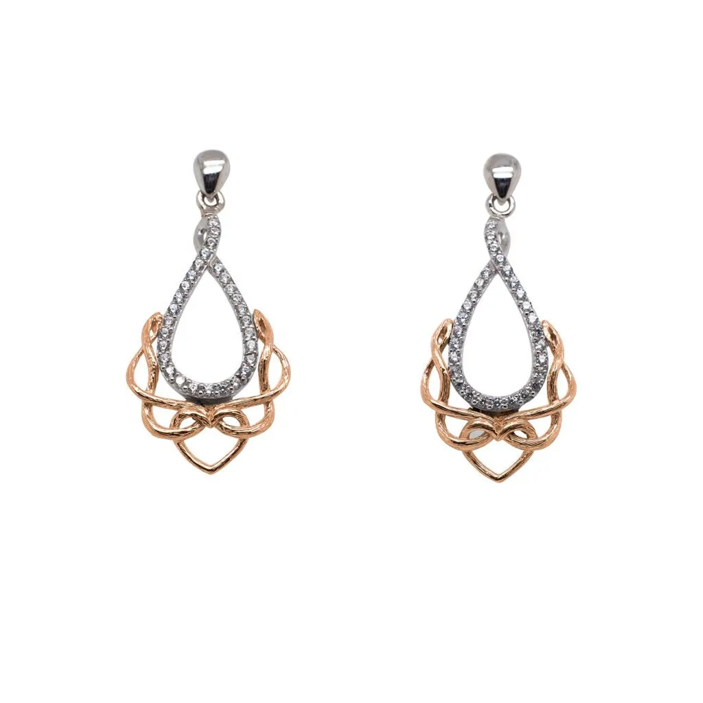 Silver and 10k Yellow or Rose Gold Love's Chalice Post Earrings