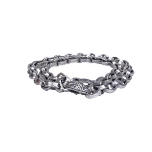 Silver Heavy Oval and Small Hammered Flat Link Chain