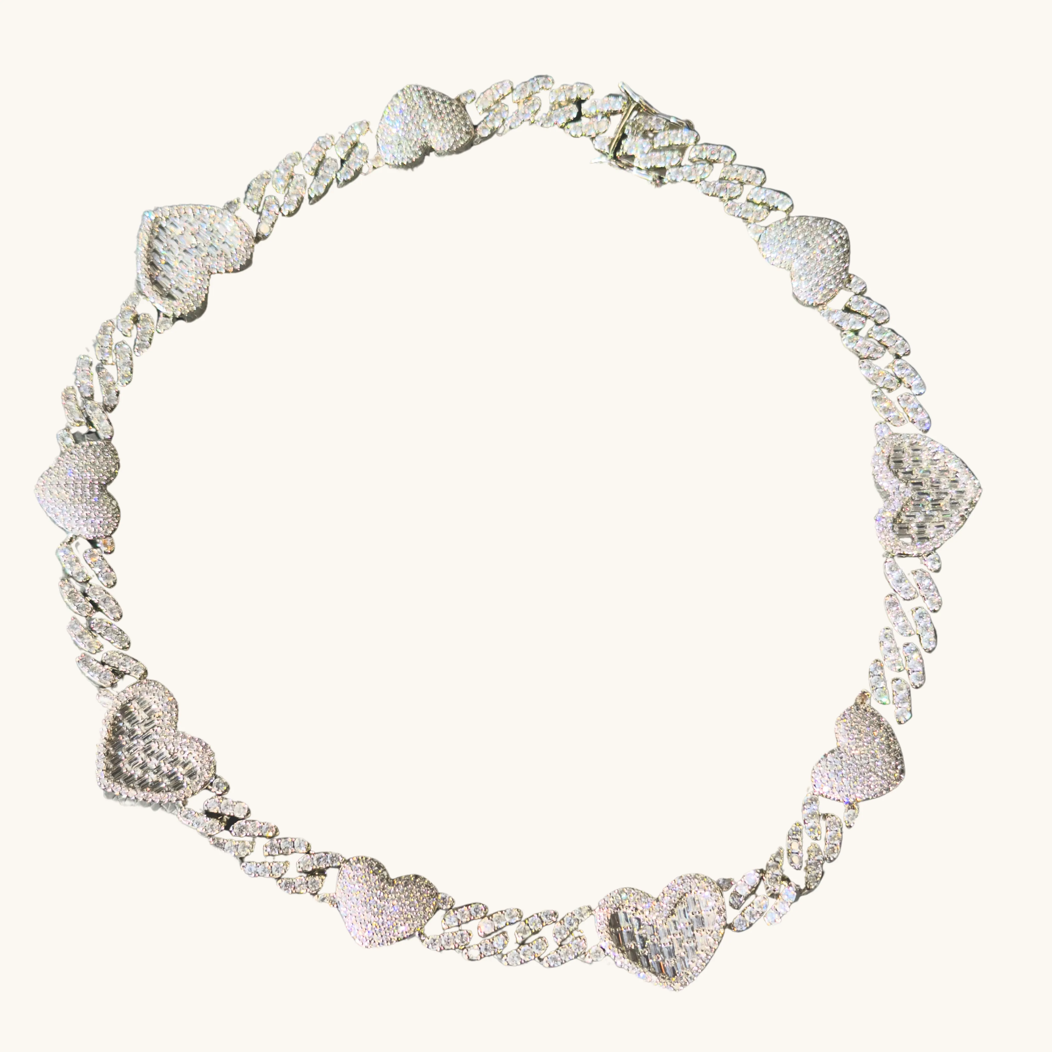 Silver Icy Heart Link Necklace