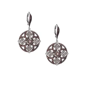Silver Night & Day Round Circle Cross Earrings