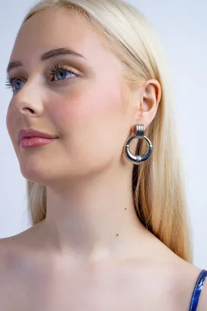 Silver Stainless Steel Round Earrings