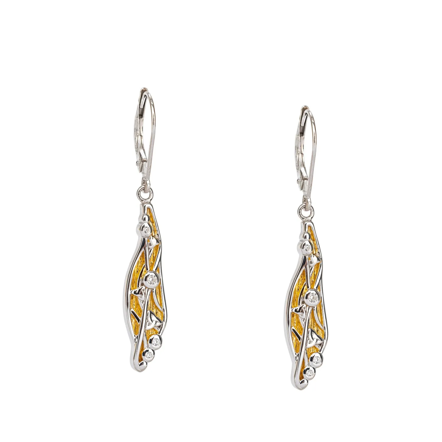 Silver with 23k Gold Gilding Celestial Leverback Earrings