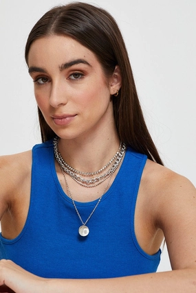 Silver Charm Layered Necklace