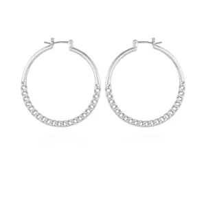 Silvertone Chain Link Hoop Earrings