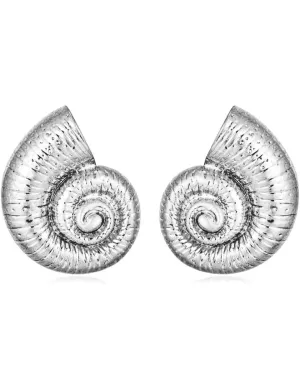 St. Barths La Robe Nautilus Silver Seashell Earrings
