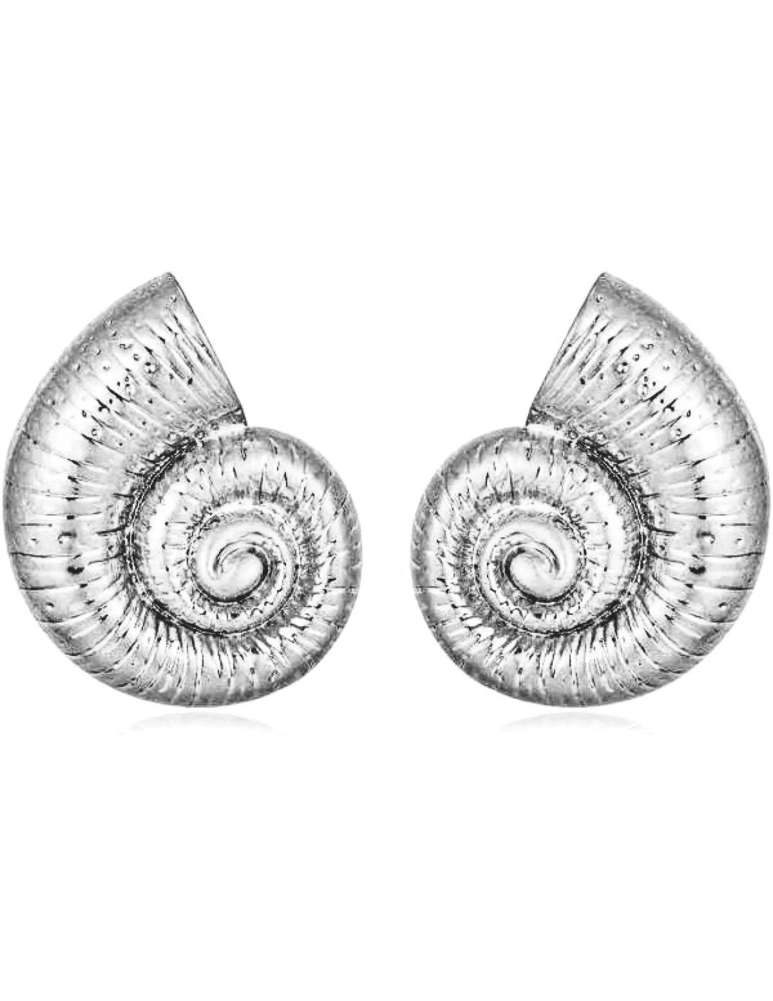 St. Barths La Robe Nautilus Silver Seashell Earrings