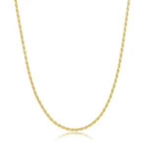 Sterling Silver 2.3mm Rope Chain - Gold Plated