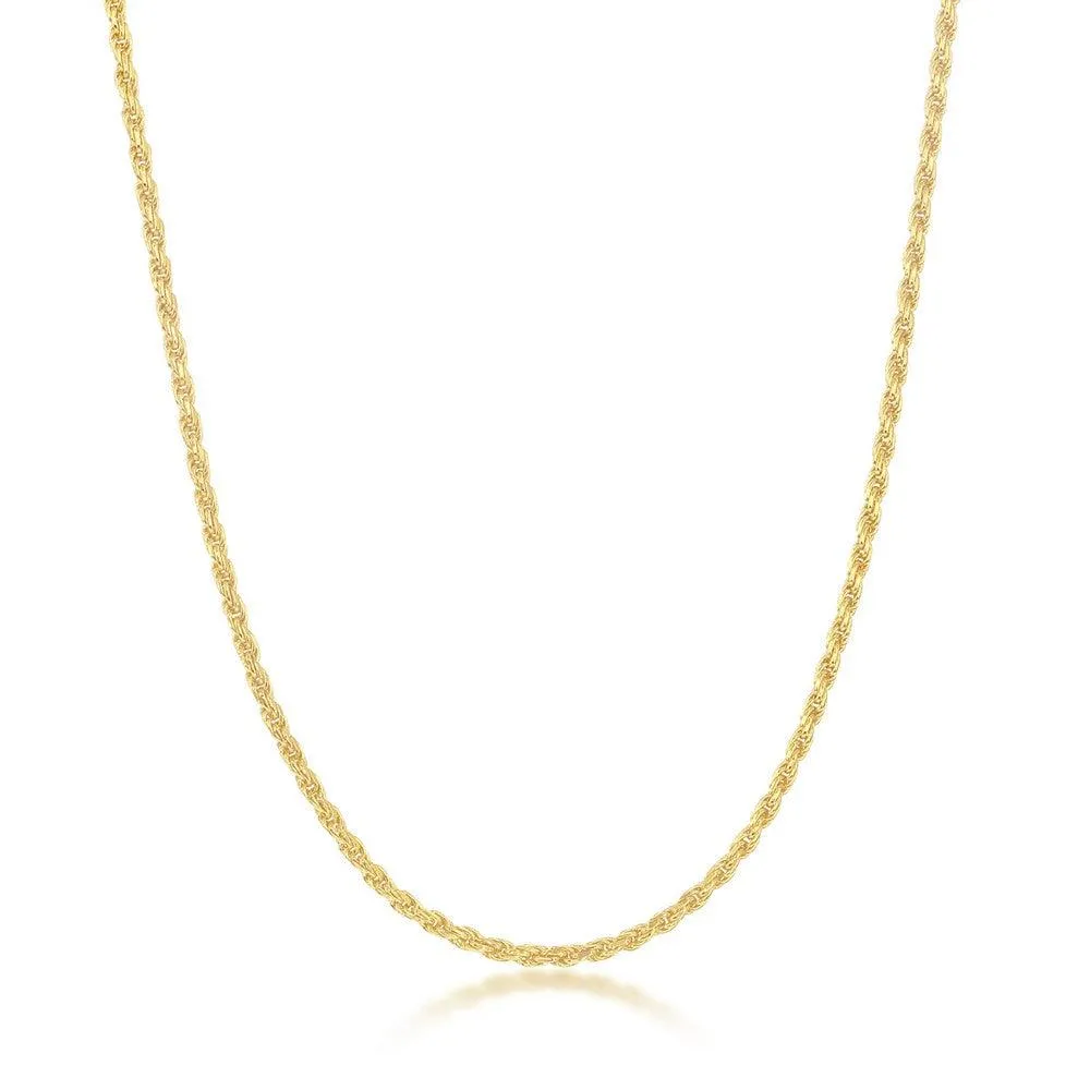 Sterling Silver 2.3mm Rope Chain - Gold Plated