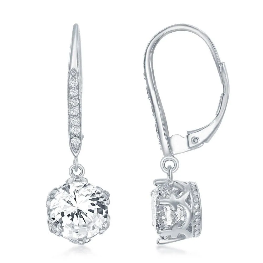 Sterling Silver 8MM Round CZ Earrings