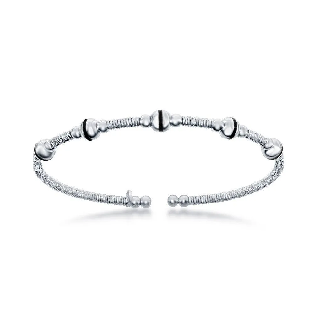 Sterling Silver Bonded with Platinum Beaded Wire Designer Bangle