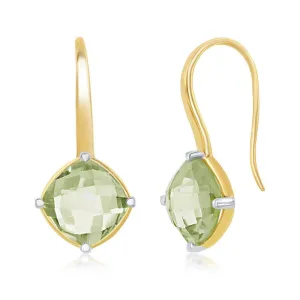 Sterling Silver GP Four Prong Green 6.88cttw Amethyst Earrings