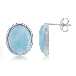 Sterling Silver Larimar Stud Earrings