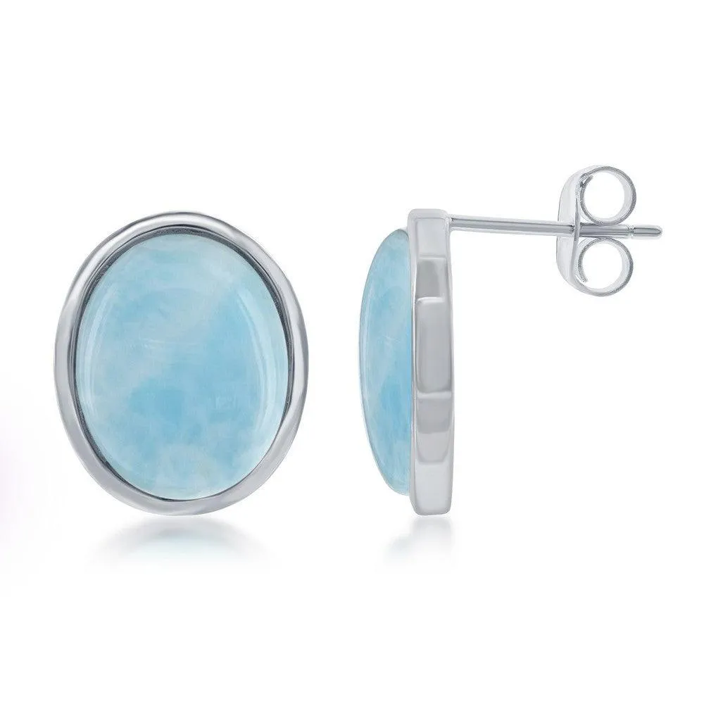 Sterling Silver Larimar Stud Earrings