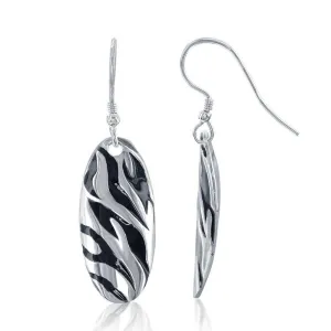 Sterling Silver Oval Zebra Design Earrings