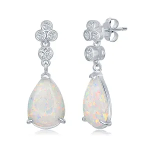 Sterling Silver Pear Shape White Inlay CZ Earrings