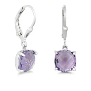 Sterling Silver Purple Square Amethyst Earrings