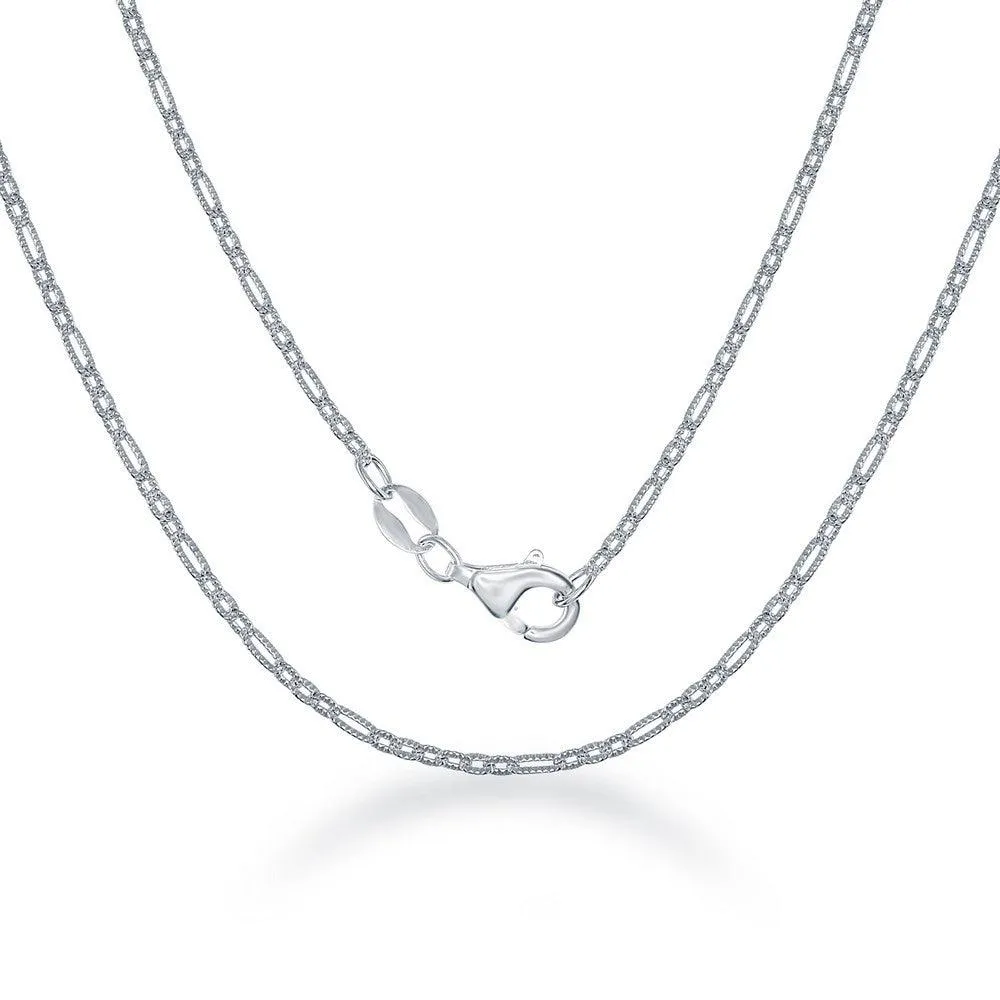Sterling Silver Rectangle and Circle Open Link Chain, 20"