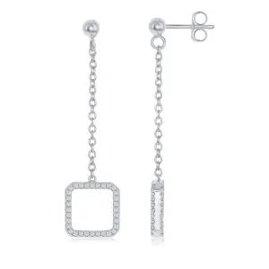 Sterling Silver Reversible Open Square Earrings
