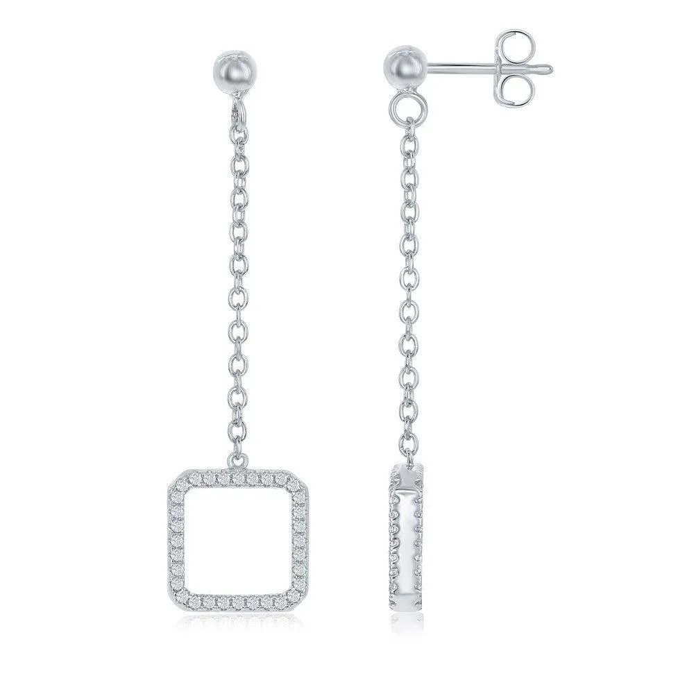 Sterling Silver Reversible Open Square Earrings