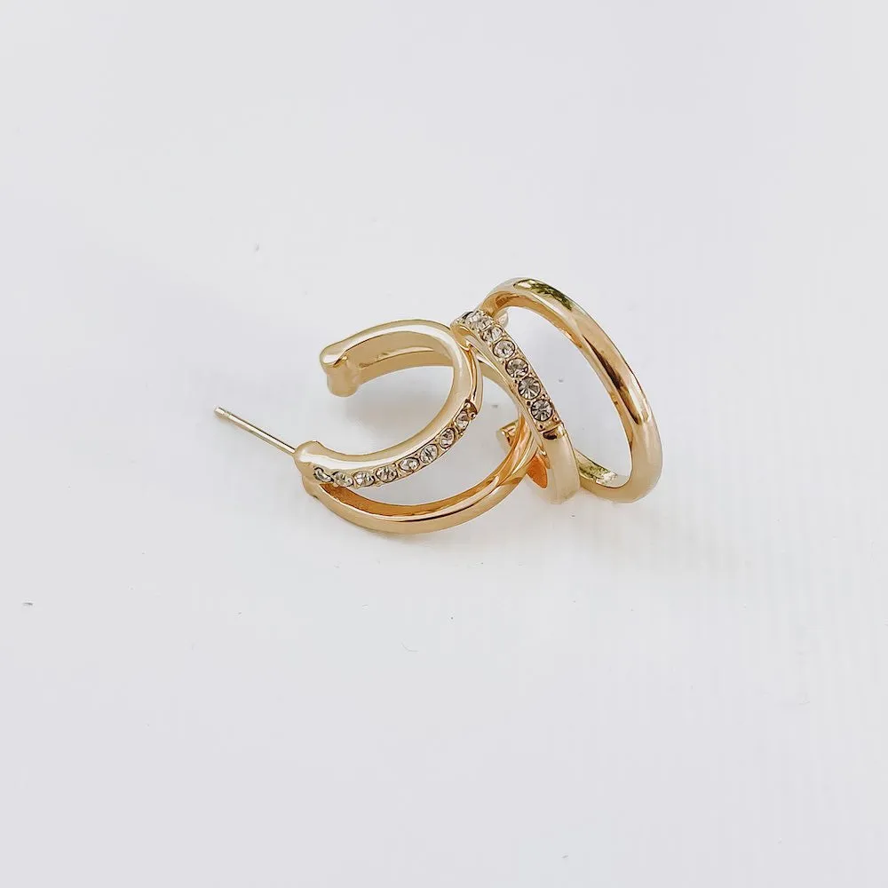 Stole The Show Crystal Double Hoop Earring