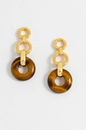Tigers Eye Graduated Round Link Drop Earrings