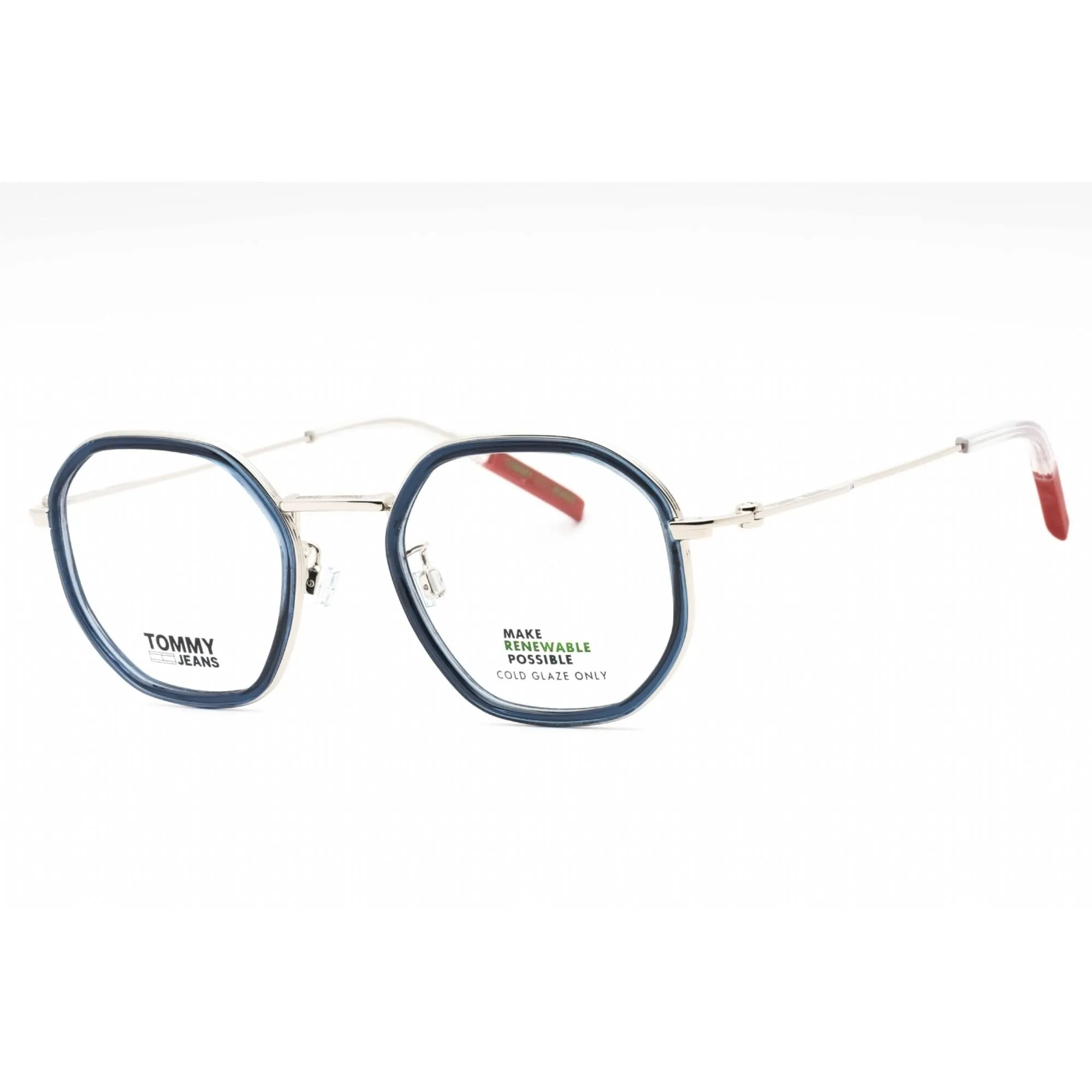 Tommy Hilfiger Men's Eyeglasses - Blue Metal Geometric Full Rim Frame | TJ 0075 PJP