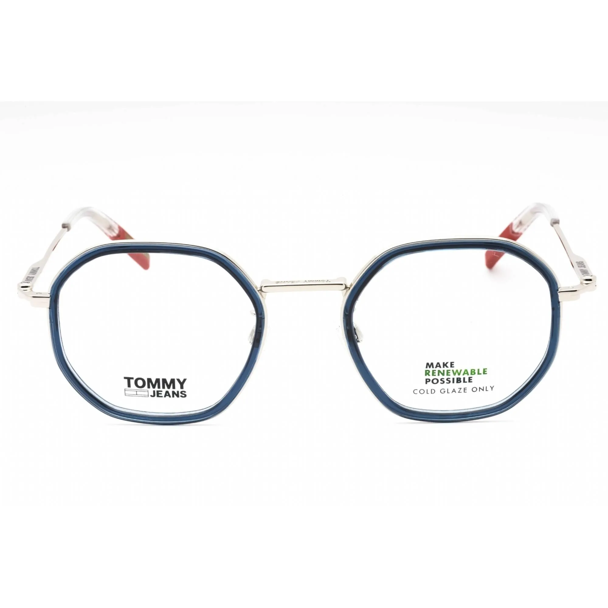 Tommy Hilfiger Men's Eyeglasses - Blue Metal Geometric Full Rim Frame | TJ 0075 PJP