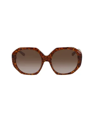 Tortoise Geometric Oversized Sunglasses