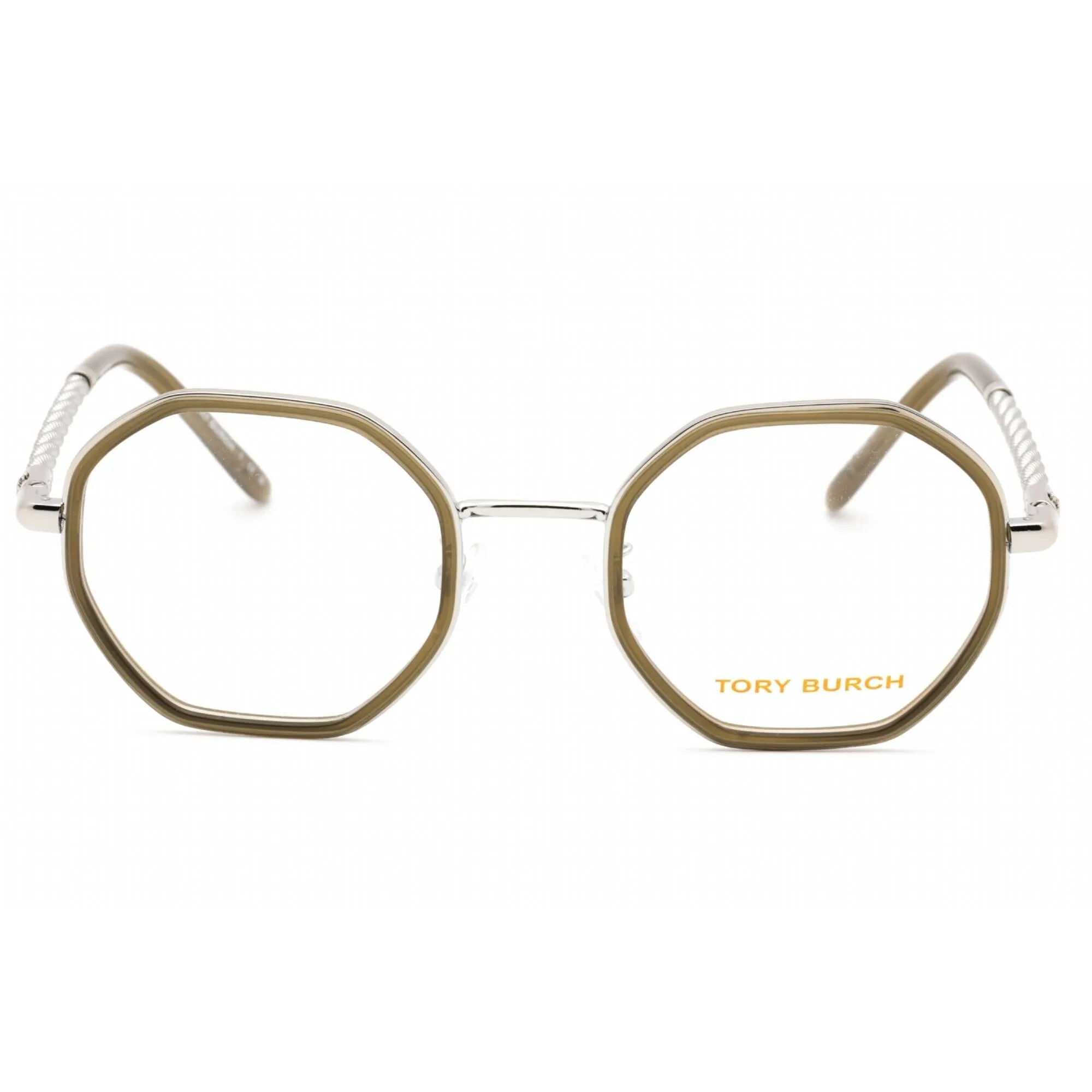 Tory Burch Women's Eyeglasses - Milky Olive Geometric Full Rim Frame | 0TY1075 3338