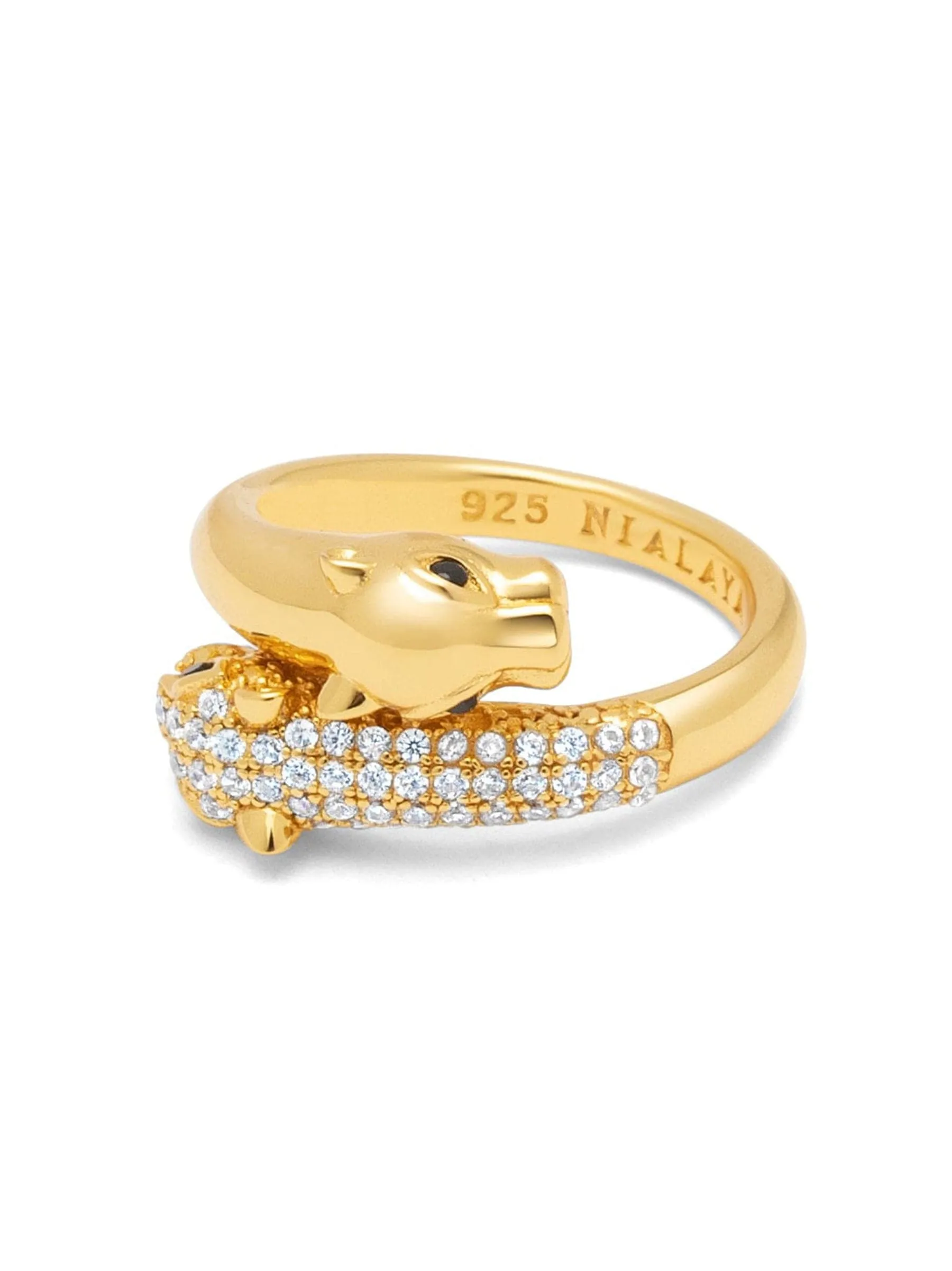 Twisted Sterling Silver Panther Ring in Gold