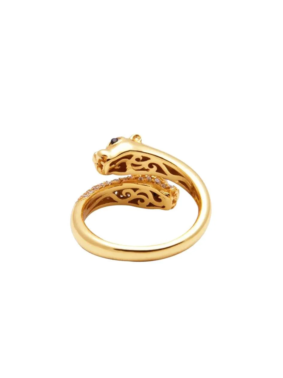Twisted Sterling Silver Panther Ring in Gold