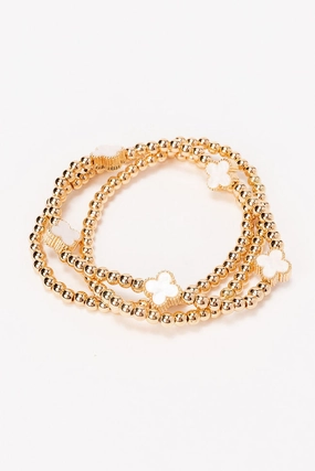 White Clover Stretch Bracelet Set