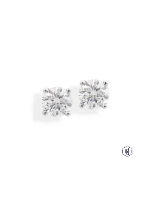 Windsor Diamond Solitaire Stud Earrings 1.00ct Brilliant Cut in Platinum