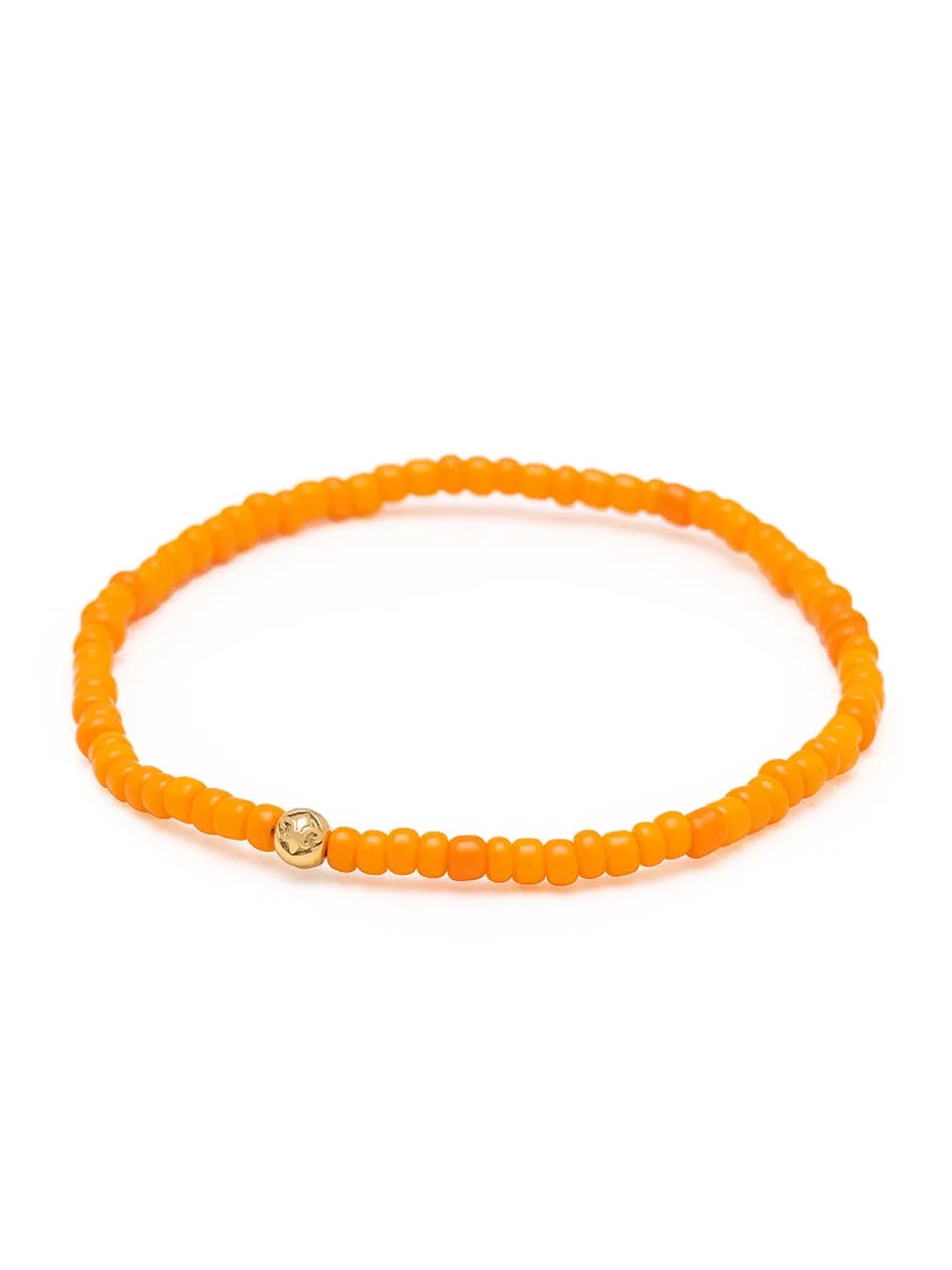 Women's Wristband with Orange Mini Beads