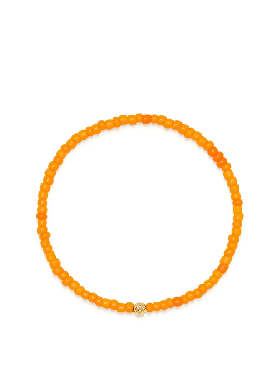 Women's Wristband with Orange Mini Beads