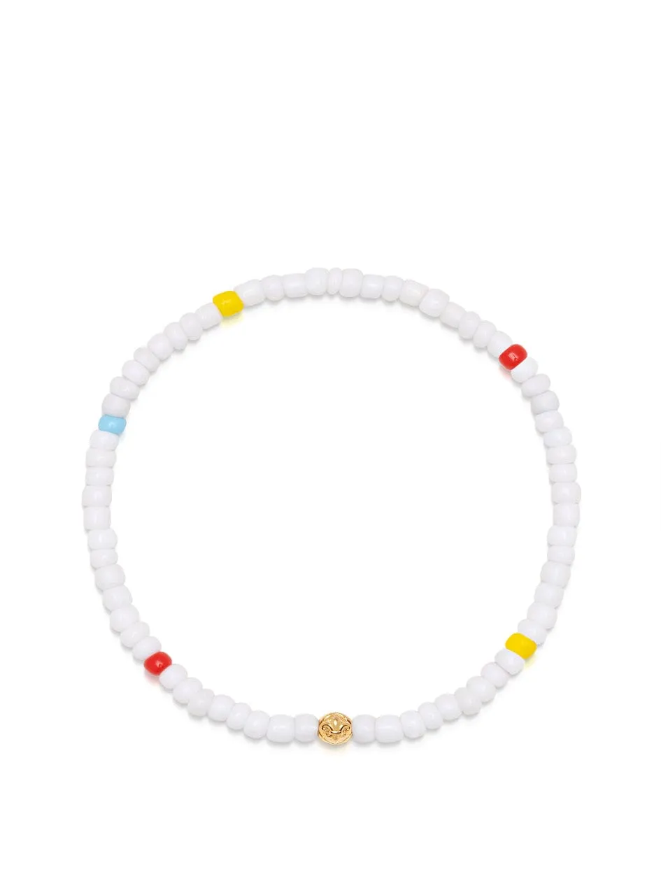 Women's Wristband with White Mini Beads